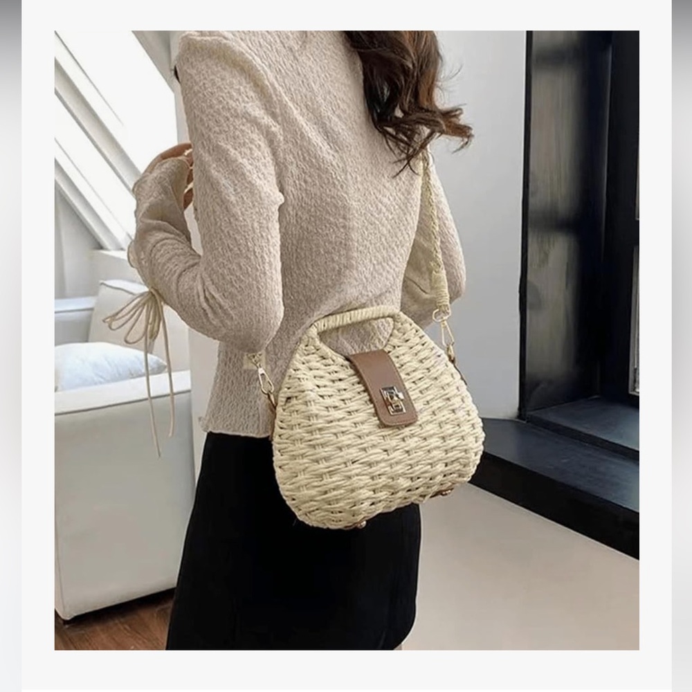 🆕 Straw Clutch Purses for Women Rattan Woven Beach Handbag - Picture 8 of 8